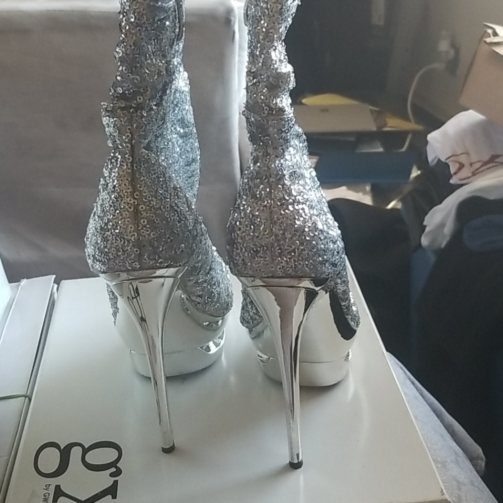 Silver Sequin Booties - image 3